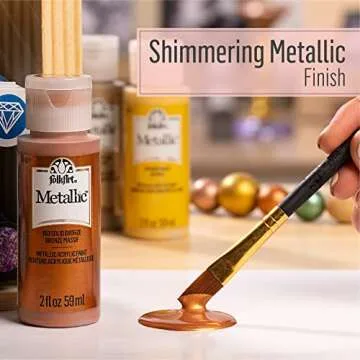 FolkArt Acrylic Paint Metallic Antique Gold 8 oz - Premium Quality