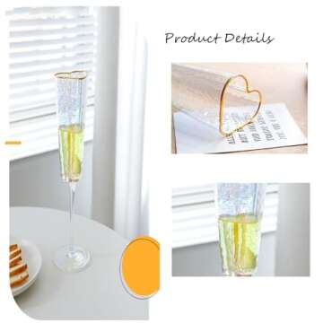 TANG SONG Set of 2 Heart Shaped Top of The Cup Elegant Wedding Champagne Glass Set for Parties Weddings Birthdays Anniversaries