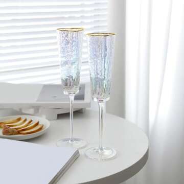 TANG SONG Set of 2 Heart Shaped Top of The Cup Elegant Wedding Champagne Glass Set for Parties Weddings Birthdays Anniversaries