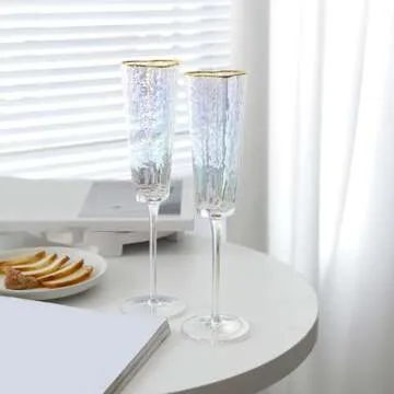 TANG SONG Set of 2 Heart Shaped Top of The Cup Elegant Wedding Champagne Glass Set for Parties Weddings Birthdays Anniversaries