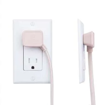 Globe Electric 22814 Designer Series 9-ft Fabric Extension Cord, 3 Polarized Outlets, Right Angle Plug, 125 Volts, Pale Pink
