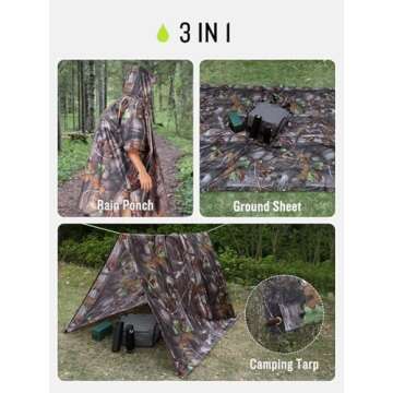 SaphiRose Extra Thick Hooded Rain Poncho Double Layer Waterproof Raincoat Jacket for Men Women Adults