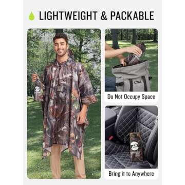 SaphiRose Extra Thick Hooded Rain Poncho Double Layer Waterproof Raincoat Jacket for Men Women Adults