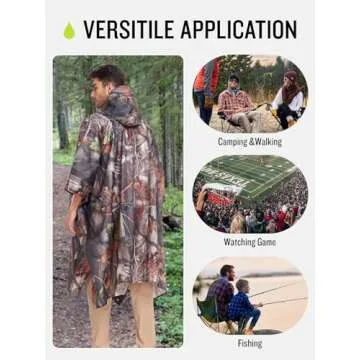 SaphiRose Extra Thick Hooded Rain Poncho Double Layer Waterproof Raincoat Jacket for Men Women Adults