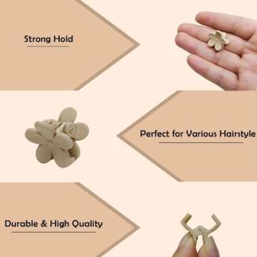 Kasmena 50Pcs Mini Flower Hair Accessories - Cute Tiny Claw Clips for Fine Hair Styling, Strong Grip Colorful Clips, Christmas Gifts for Women and Girls