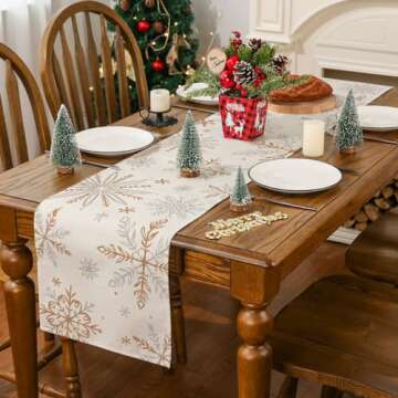 Siilues Christmas Table Runner, Snowflake Decorations Christmas Runner for Table Seasonal Chriatmas ...
