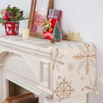 Siilues Christmas Table Runner, Snowflake Decorations Christmas Runner for Table Seasonal Chriatmas Winter Holiday Decor for Indoor Outdoor Dining Table Decorations (13" x 72")