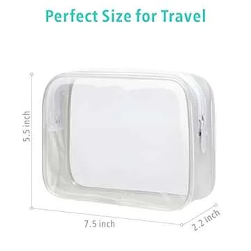 F-color Clear Toiletry Bag - 3 Pack TSA Approved Toiletry Bag Clear Makeup Bag, Travel Clear Cosmetic Bag for Women Men Quart Size Bag, Carry on Airport Airline Compliant Bag, White