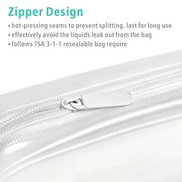 F-color Clear Toiletry Bag - 3 Pack TSA Approved Toiletry Bag Clear Makeup Bag, Travel Clear Cosmetic Bag for Women Men Quart Size Bag, Carry on Airport Airline Compliant Bag, White