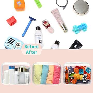 F-color Clear Toiletry Bag - 3 Pack TSA Approved Toiletry Bag Clear Makeup Bag, Travel Clear Cosmetic Bag for Women Men Quart Size Bag, Carry on Airport Airline Compliant Bag, White