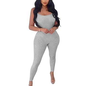 Zhaistar Women’s Sexy Bodycon Spaghetti Strap Tank Jumpsuit - Perfect Fit for Every Occasion