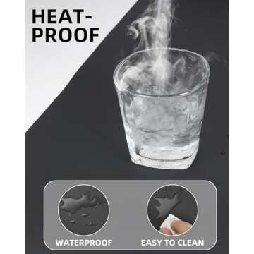 Large Desk pad mat,Mouse Pad,Office Desk Mat, Non-Slip PU Leather Desk Blotter,Large Desk pad,Waterproof Keyboard mat for Office/Home/Decor (Black,48" x 17")