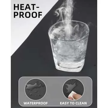 Large Desk pad mat,Mouse Pad,Office Desk Mat, Non-Slip PU Leather Desk Blotter,Large Desk pad,Waterproof Keyboard mat for Office/Home/Decor (Black,48" x 17")