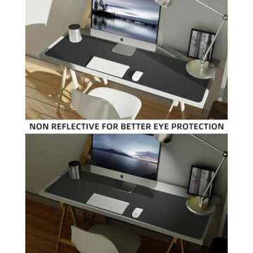 Large Desk pad mat,Mouse Pad,Office Desk Mat, Non-Slip PU Leather Desk Blotter,Large Desk pad,Waterproof Keyboard mat for Office/Home/Decor (Black,48" x 17")