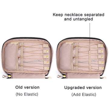 BAGSMART Jewelry Organizer Bag Travel Jewelry Storage Cases for Necklace, Earrings, Rings, Bracelet, Rose Pink