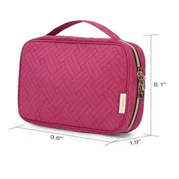 BAGSMART Jewelry Organizer Bag Travel Jewelry Storage Cases for Necklace, Earrings, Rings, Bracelet, Rose Pink