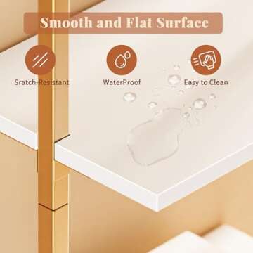 SUPERJARE 5 Tier Bookshelf, Narrow Book Shelf with Open Display Shelves, Small Bookcase with Metal Frame for Bedroom, Living Room, White and Gold