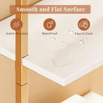 SUPERJARE 5 Tier Bookshelf, Narrow Book Shelf with Open Display Shelves, Small Bookcase with Metal Frame for Bedroom, Living Room, White and Gold