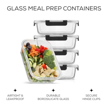 JoyJolt Glass Food Storage Containers 5 Pack