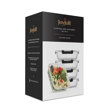 JoyJolt Glass Food Storage Containers 5 Pack