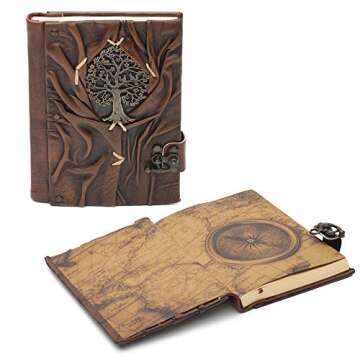 JILANI HANDICRAFT Handmade Leather Journal with Blank Pages - Perfect for Writing, Drawing, Sketching - Vintage Look - Ideal Gift for Men or Women (MOA)