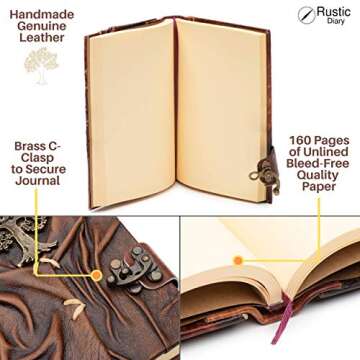 JILANI HANDICRAFT Handmade Leather Journal with Blank Pages - Perfect for Writing, Drawing, Sketching - Vintage Look - Ideal Gift for Men or Women (MOA)