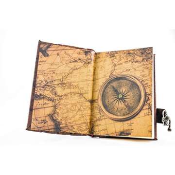 JILANI HANDICRAFT Handmade Leather Journal with Blank Pages - Perfect for Writing, Drawing, Sketching - Vintage Look - Ideal Gift for Men or Women (MOA)