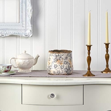 Nearly Natural 7in Ceramic Gray Scroll Planter for Home Decor