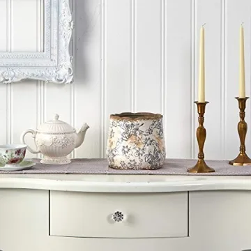 Nearly Natural 7in Ceramic Gray Scroll Planter for Home Decor