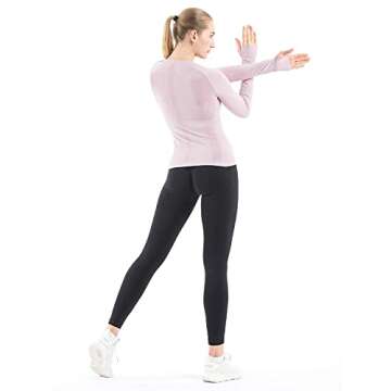 MathCat Seamless Workout Shirts for Women Long Sleeve Yoga Tops Sports Running Shirt Breathable Athletic Top Slim Fit Purple