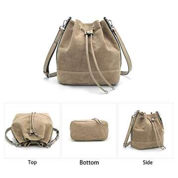AFKOMST Bucket Bags and Purses For Women Drawstring Hobo and Shoulder Handbags with 2 Detachable Str...