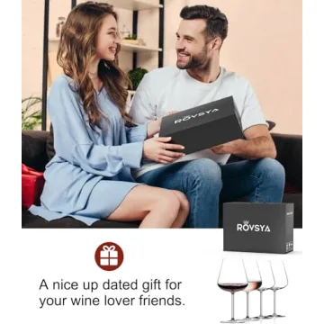 ROVSYA 28oz Red Wine Glasses Hand Blown Crystal Set