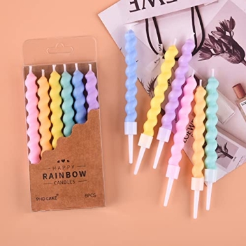 PHD CAKE 24-Count Rainbow Spiral Birthday Candles