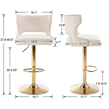 CIMOTA Adjustable Height Swivel Bar Stools Set of 2