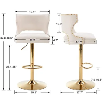 CIMOTA Adjustable Height Swivel Bar Stools Set of 2