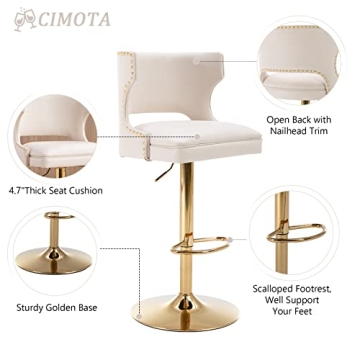 CIMOTA Adjustable Height Swivel Bar Stools Set of 2