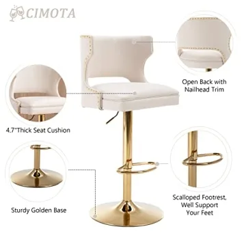 CIMOTA Adjustable Height Swivel Bar Stools Set of 2