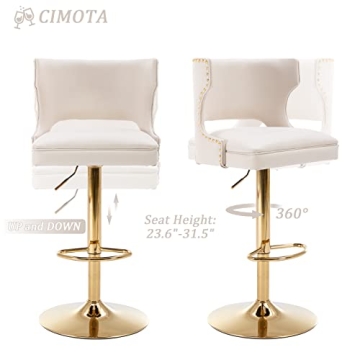 CIMOTA Adjustable Height Swivel Bar Stools Set of 2
