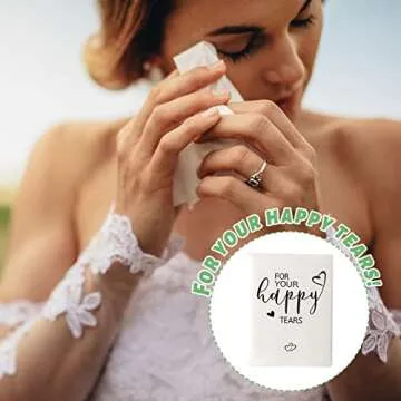 Spiareal 100 Pack Happy Tears Tissues Packs Facial Tissues Items for Guests Welcome Bags Pocket paper 3 Ply Individual Mini Travel Size bulk for Wedding Party Favor Ceremony Graduation