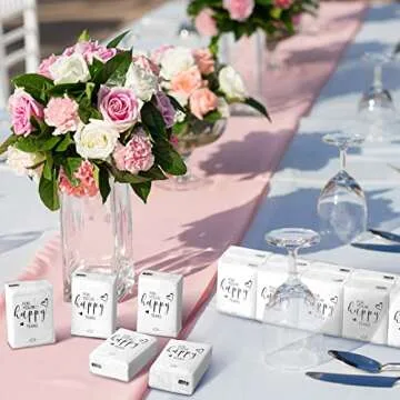 Spiareal 100 Pack Happy Tears Tissues Packs Facial Tissues Items for Guests Welcome Bags Pocket paper 3 Ply Individual Mini Travel Size bulk for Wedding Party Favor Ceremony Graduation