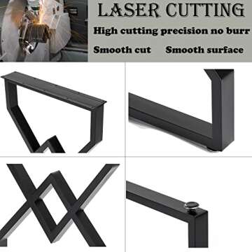 AINISIS Table Legs 28 inch,DIY Desk Legs,Diamond Black Dining Metal Table Legs,Console Table Leg,Computer Table Legs,Office Table Legs,28″ H X 20″ W in Set of 2