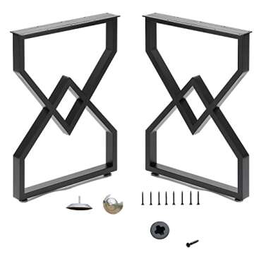 AINISIS Table Legs 28 inch,DIY Desk Legs,Diamond Black Dining Metal Table Legs,Console Table Leg,Computer Table Legs,Office Table Legs,28″ H X 20″ W in Set of 2