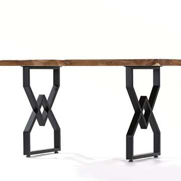 AINISIS Table Legs 28 inch,DIY Desk Legs,Diamond Black Dining Metal Table Legs,Console Table Leg,Computer Table Legs,Office Table Legs,28″ H X 20″ W in Set of 2