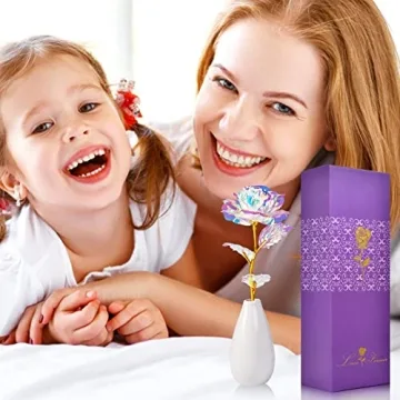 Artificial Rose Flower Bouquet in Vase - Gift for Moms