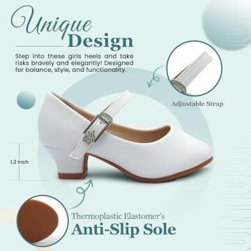 EIGHT KM Toddler Mary Jane Shoes for Girls – Toddler Heels to Girls Dress Shoes for Girls Aged 1-13 | Non-Slip & Scratch-Free Princess Shoes - Toddler Princess Shoes for Parties and Weddings