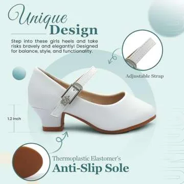 EIGHT KM Toddler Mary Jane Shoes for Girls – Toddler Heels to Girls Dress Shoes for Girls Aged 1-13 | Non-Slip & Scratch-Free Princess Shoes - Toddler Princess Shoes for Parties and Weddings