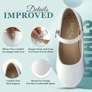 EIGHT KM Toddler Mary Jane Shoes for Girls – Toddler Heels to Girls Dress Shoes for Girls Aged 1-13 | Non-Slip & Scratch-Free Princess Shoes - Toddler Princess Shoes for Parties and Weddings