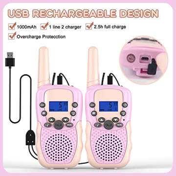 AIKTUPSY Kids Walkie Talkies Rechargeable, Easter Basket Stuffers, Outdoor Toys for 3-10 Year Old Girls Boys, Rechargeable Walky Talky for Kids 2 Way Radio Toys Birthday Gifts for Boys Girls Ages 3-5