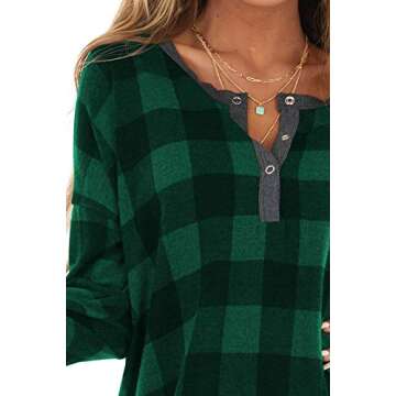 Artfish Women Christmas Pajama Set Shorts Soft Buffalo Plaid Loungewear Comfy Pjs Green,M