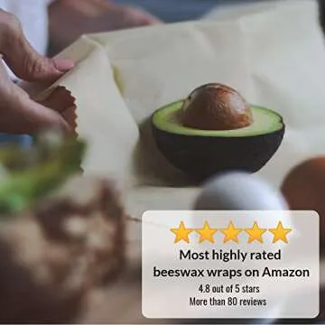 Reusable Eco Friendly Beeswax Wrap: Zero Waste Organic Bee Wax & Jojoba Oil Snack Sandwich Wraps - Non Plastic Biodegradable Bees Cling Cheese Paper Wrappers for All Natural Food Storage (Original,1)